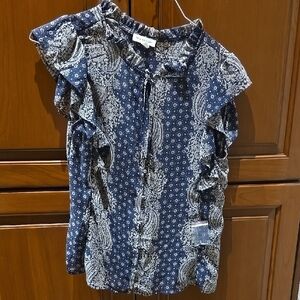 Women's Blue Patterned Top